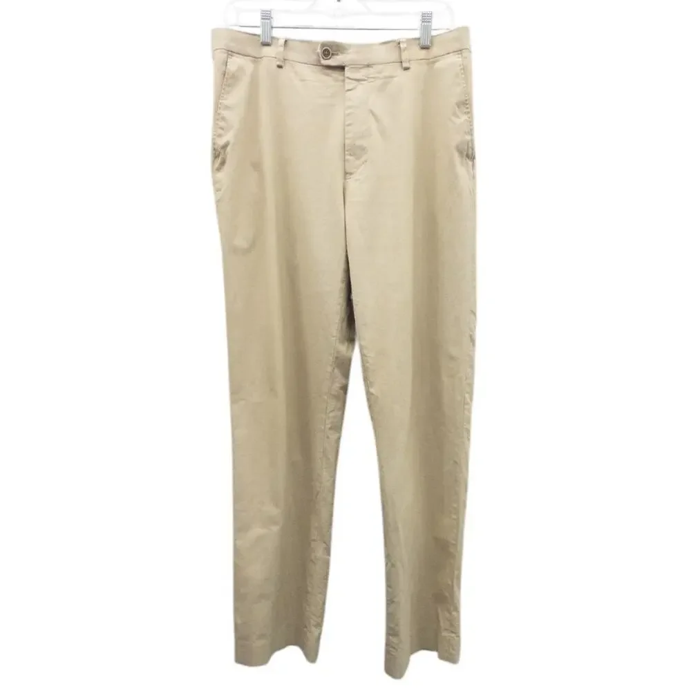 Tommy Hilfiger Men's Dress Pants Tan 34x32 Flat Front Cotton Stretch Slacks
